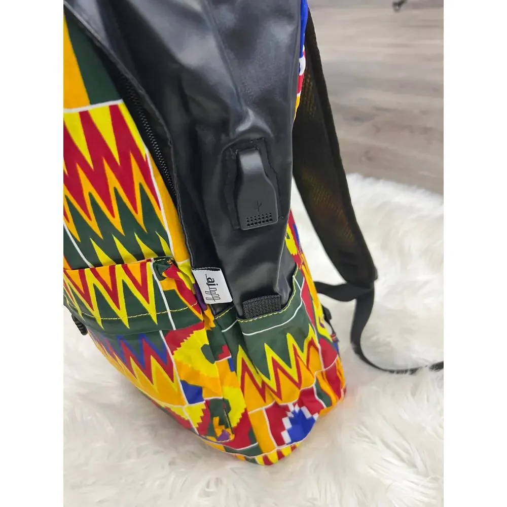 Multi-colored Kente Print Backpack -‎ Back To School Backpack NEW